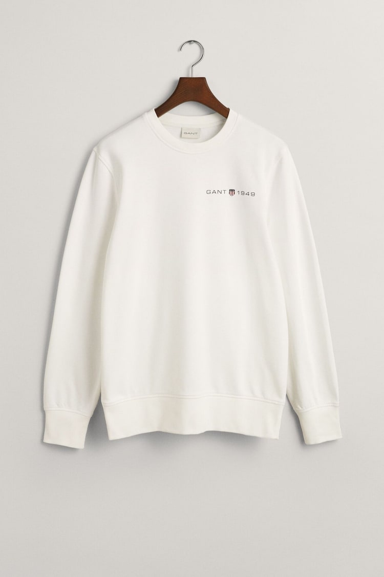 GANT Cream Eggshell Printed Graphic Crew Neck Sweatshirt - Image 5 of 5