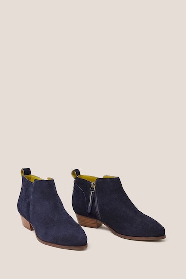 White Stuff Blue Wide Fit Suede Ankle Boots