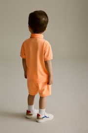 Orange Short Sleeve Polo and Shorts Set (3mths-7yrs) - Image 3 of 7