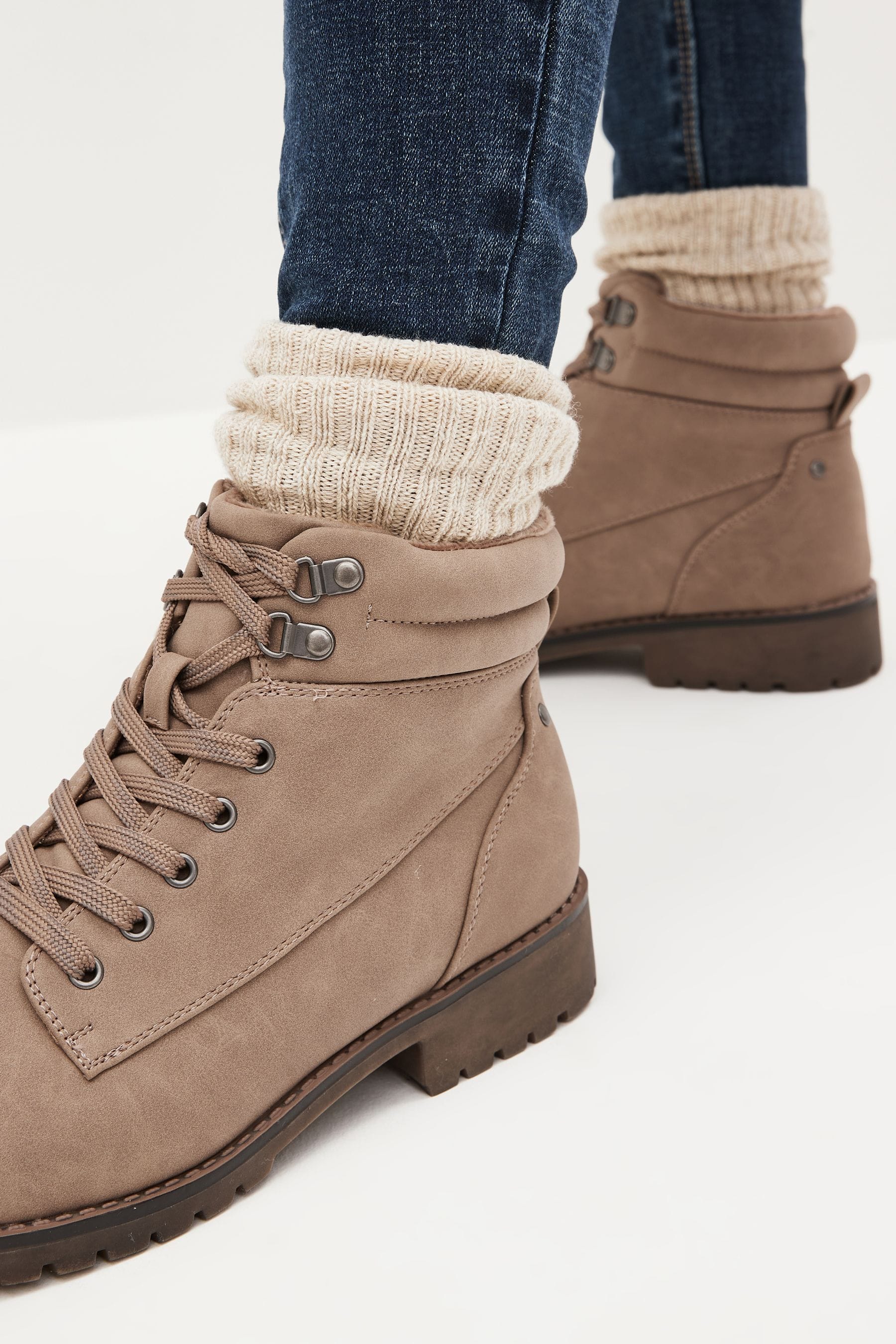 Buy Neutral Regular Wide Fit Forever Comfort Casual Lace Up Boots from Next Luxembourg