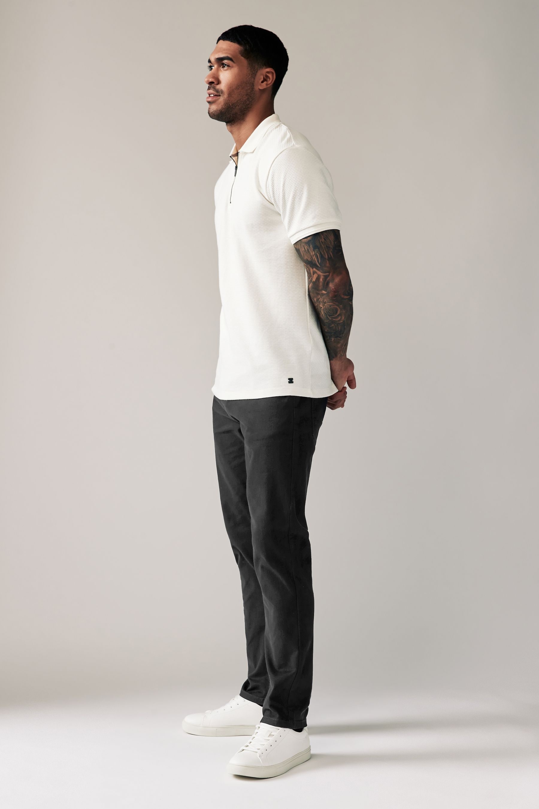 Black Slim Soft Touch 5 Pocket Jean Style Trousers