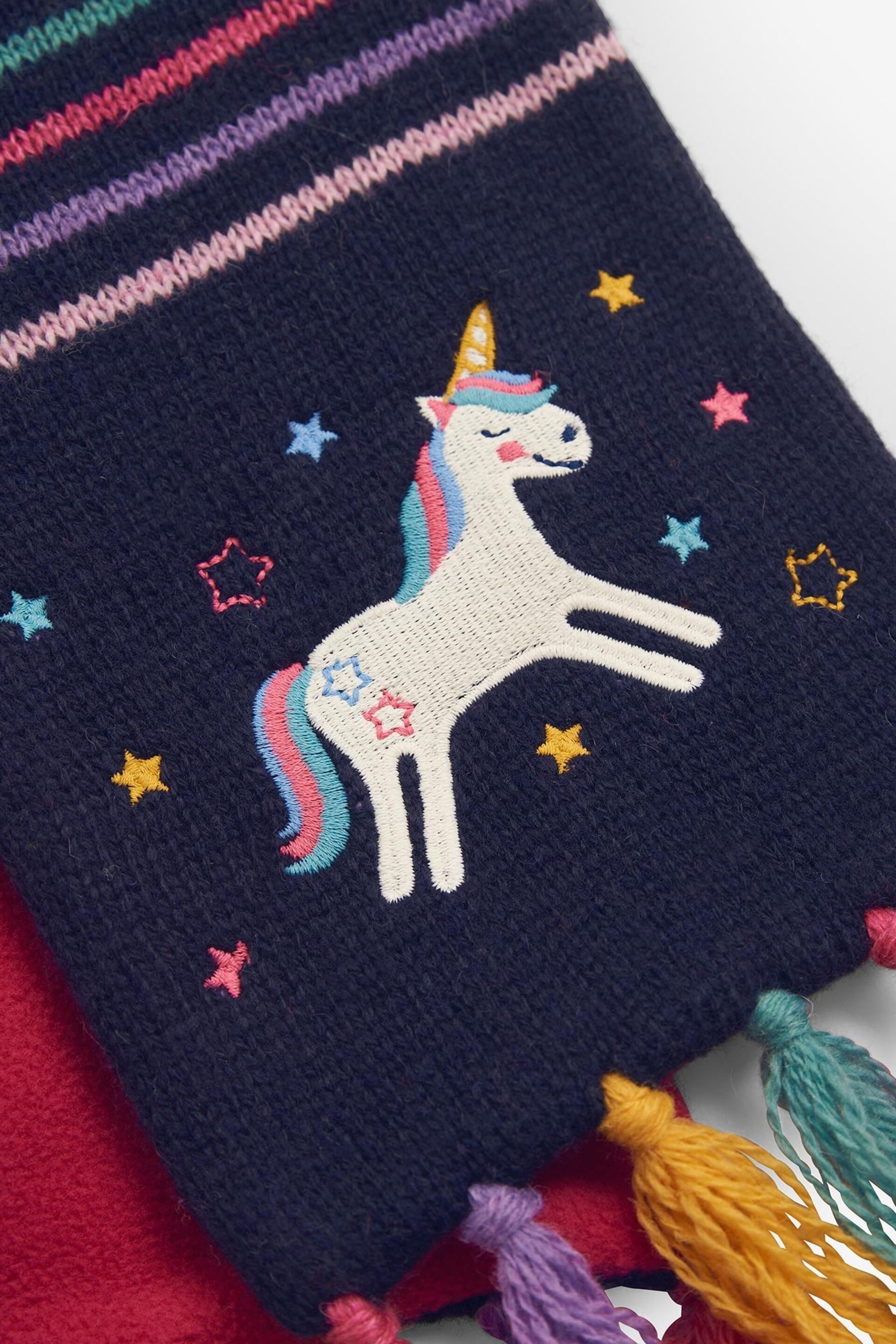 JoJo Maman Bébé Navy Unicorn Scarf - Image 3 of 3