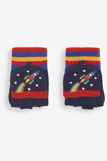 JoJo Maman Bébé Navy Rocket Embroidered Gloves