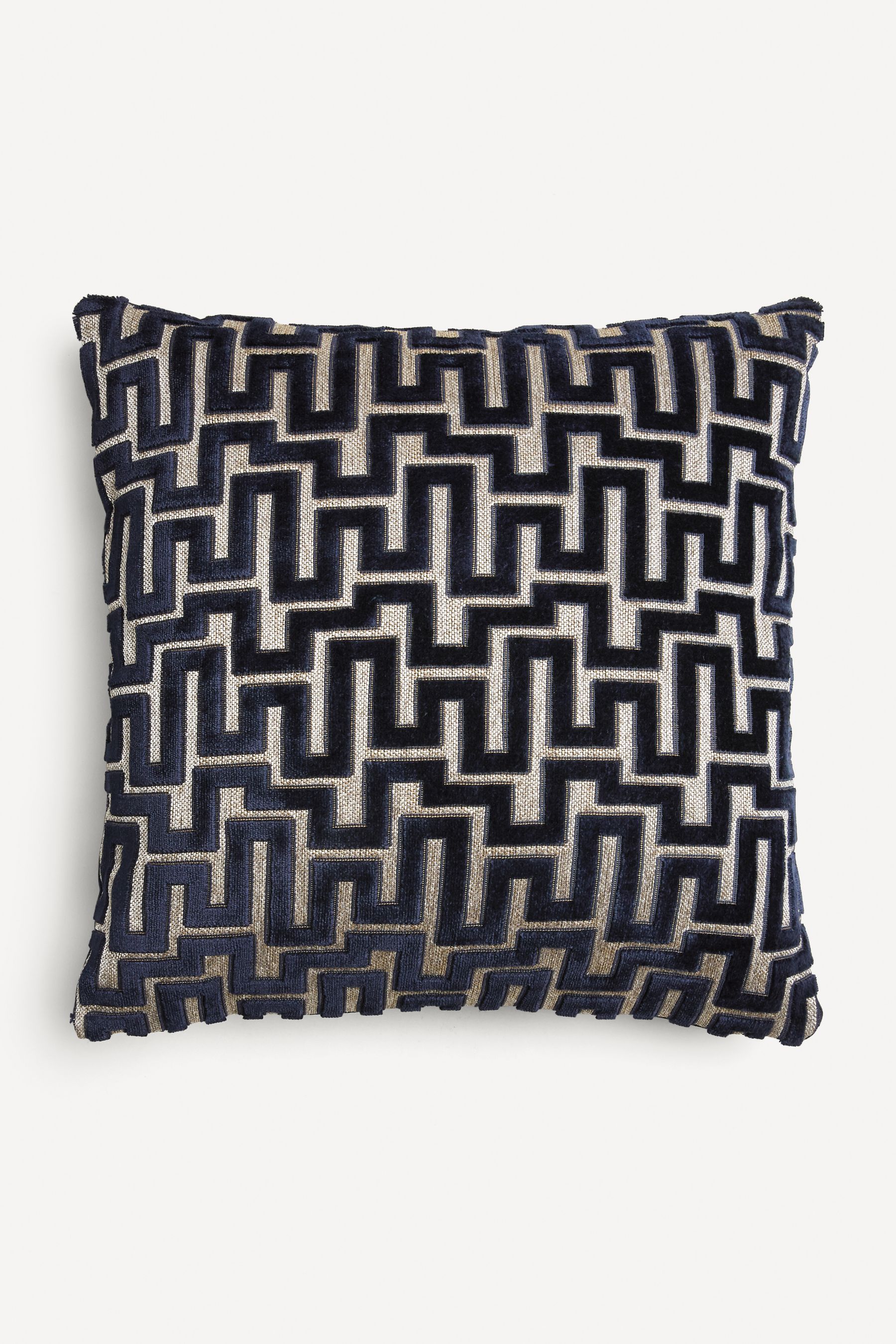 Buy Navy Blue Small Square Fretwork Cushion from Next Luxembourg