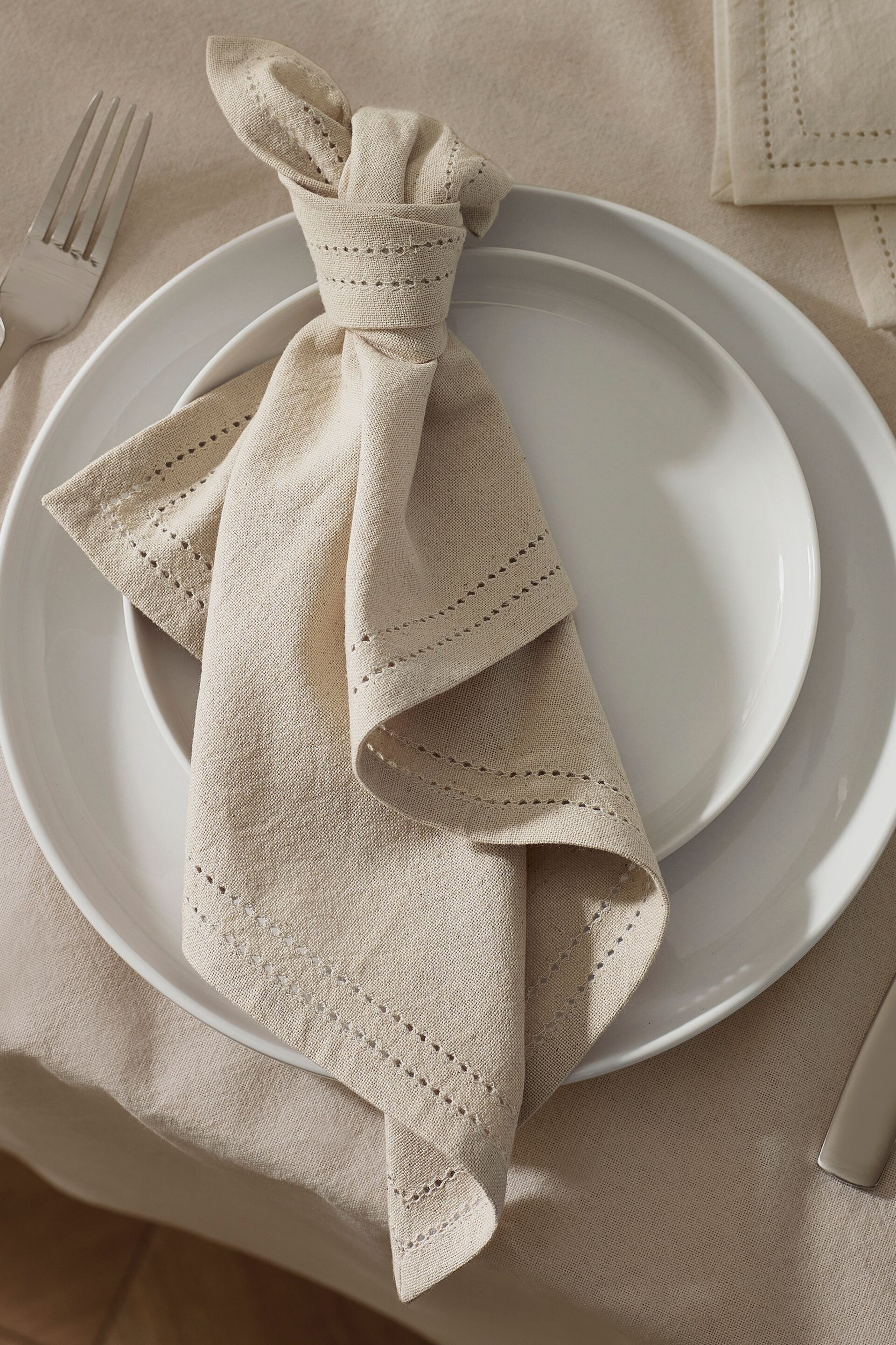 Natural Edge Trim Cotton Napkins Set of 4 - Image 1 of 3