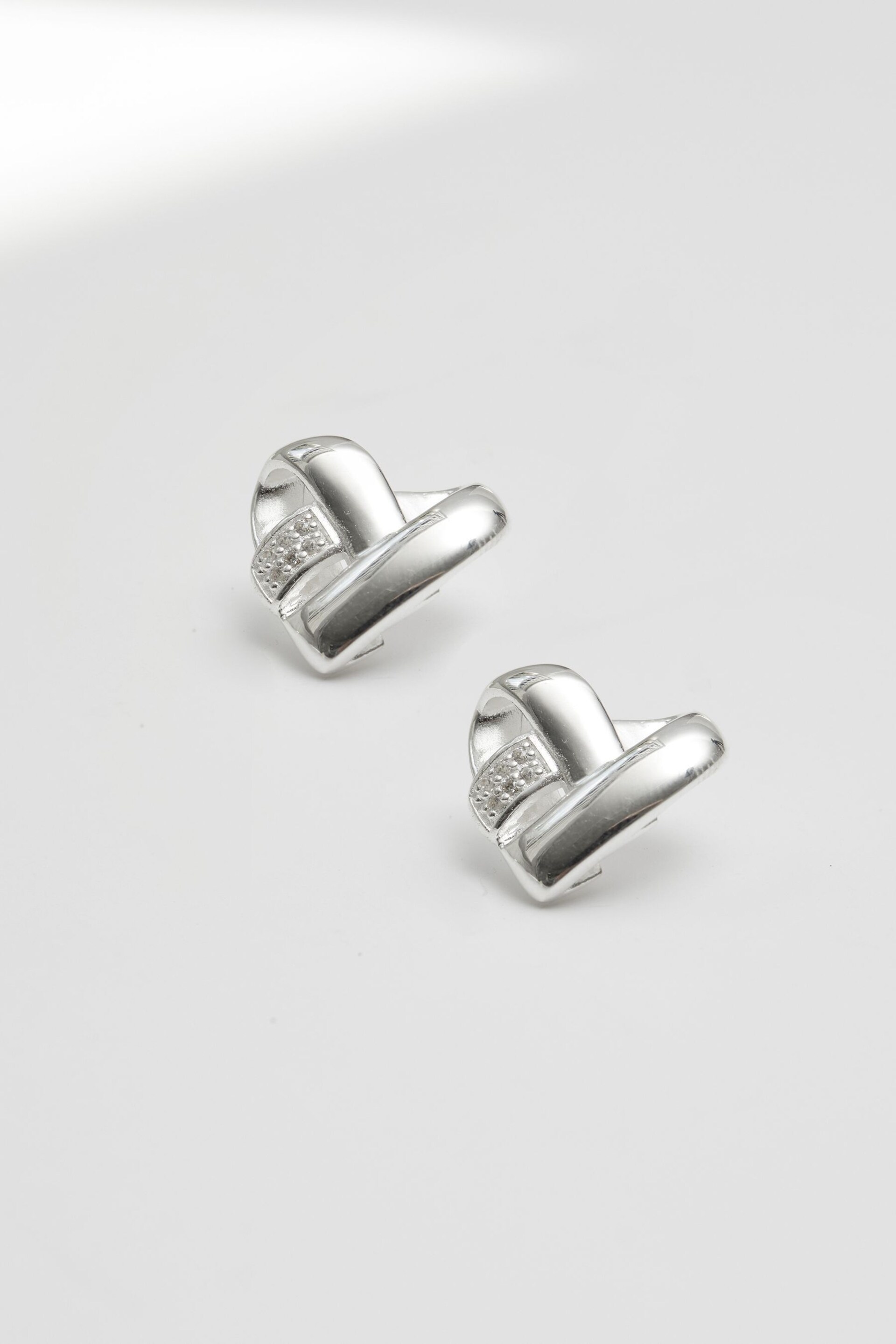 Simply Silver Silver Tone Knotted Heart Earrings - Image 1 of 3