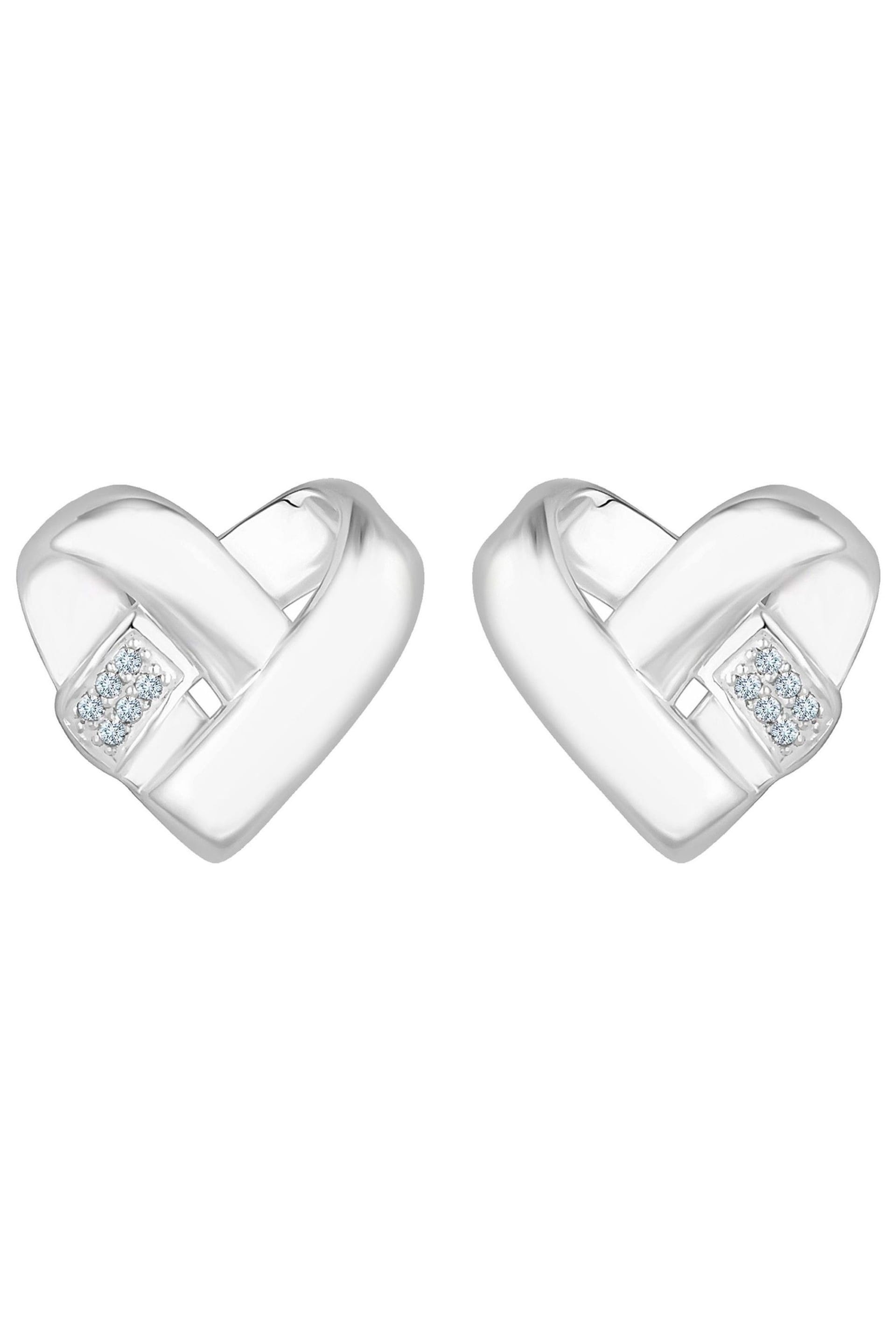 Simply Silver Silver Tone Knotted Heart Earrings - Image 2 of 3
