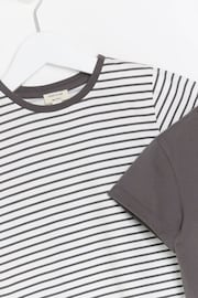 River Island White/Grey Mini Girls Stripe T-Shirts 2 Pack - Image 3 of 4