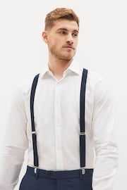 Navy Blue Herringbone Slim Braces - Image 1 of 4