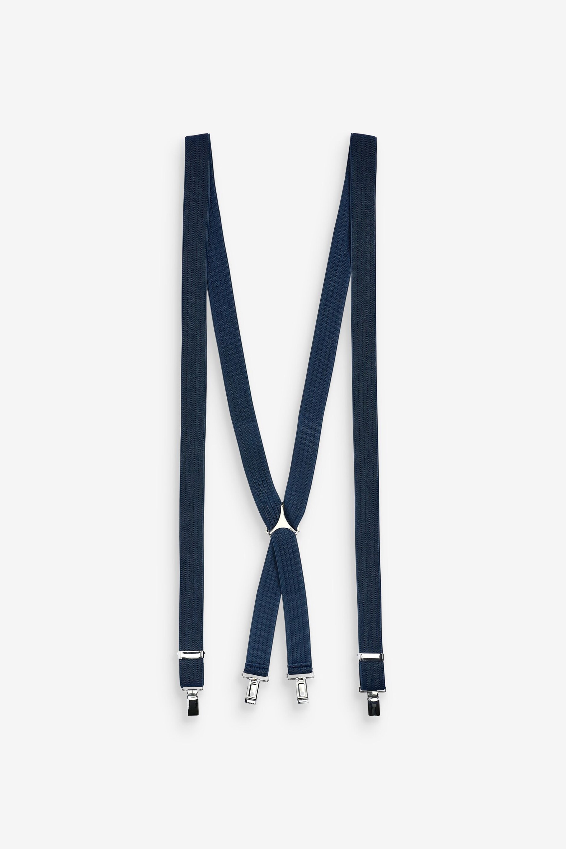 Navy Blue Herringbone Slim Braces - Image 4 of 4