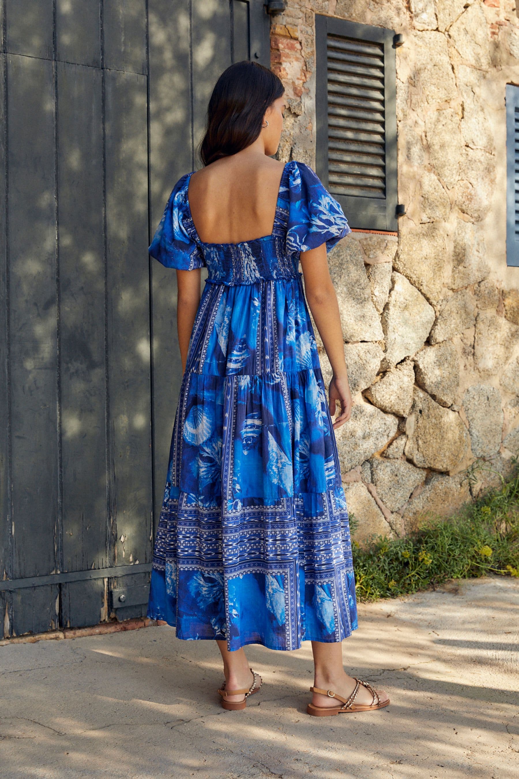 Blue print midi store dress