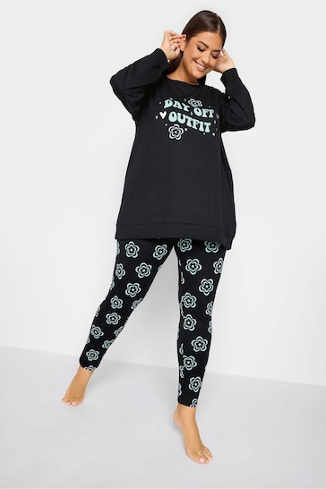 Yours Curve Black Day Off Outfit Sweat Set
