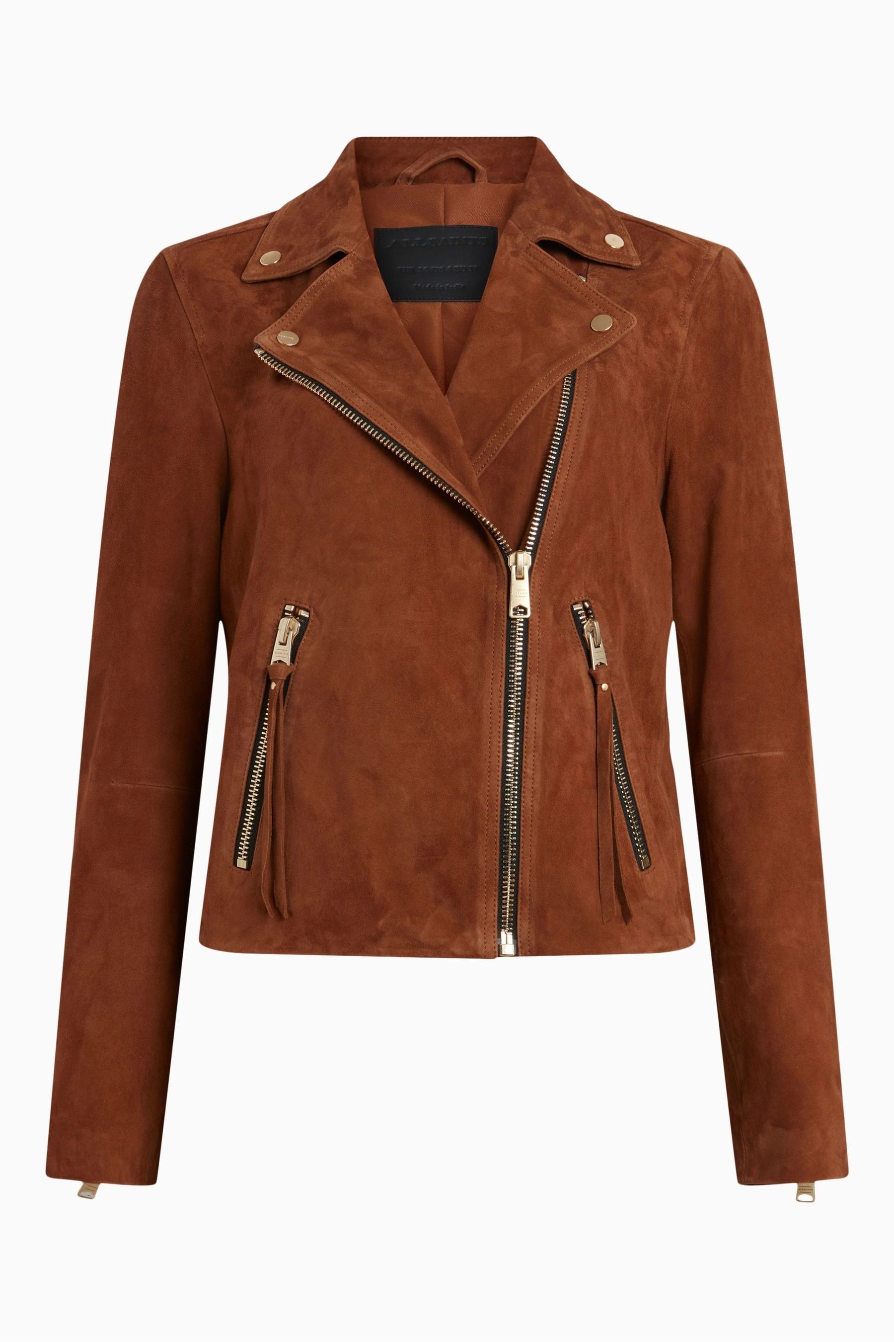 Buy AllSaints Brown Suede Dalby Biker Jacket from Next Luxembourg