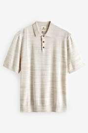 Natural Linen Blend Knitted Polo Shirt - Image 5 of 7