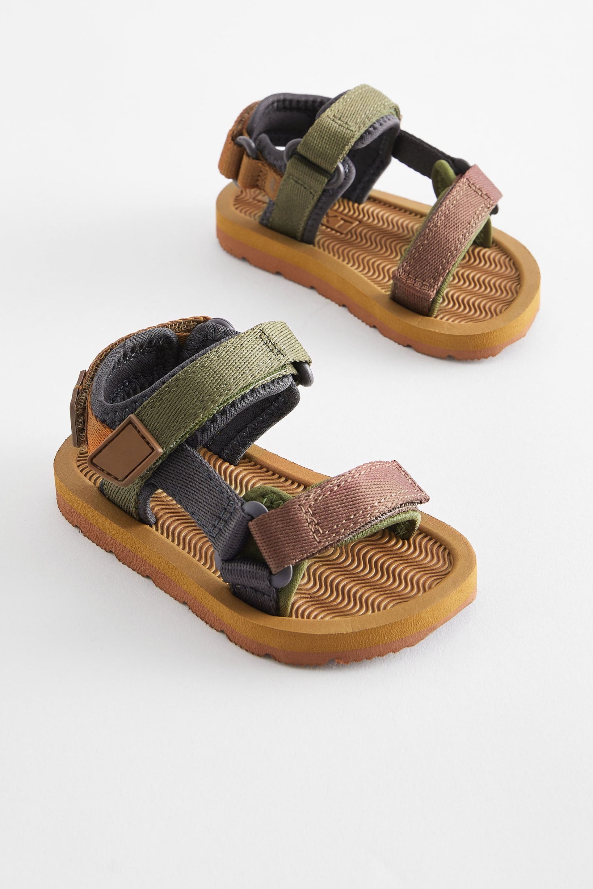Brown Touch Fastening Adjustable Strap Tape Trekker Sandals - Image 1 of 5