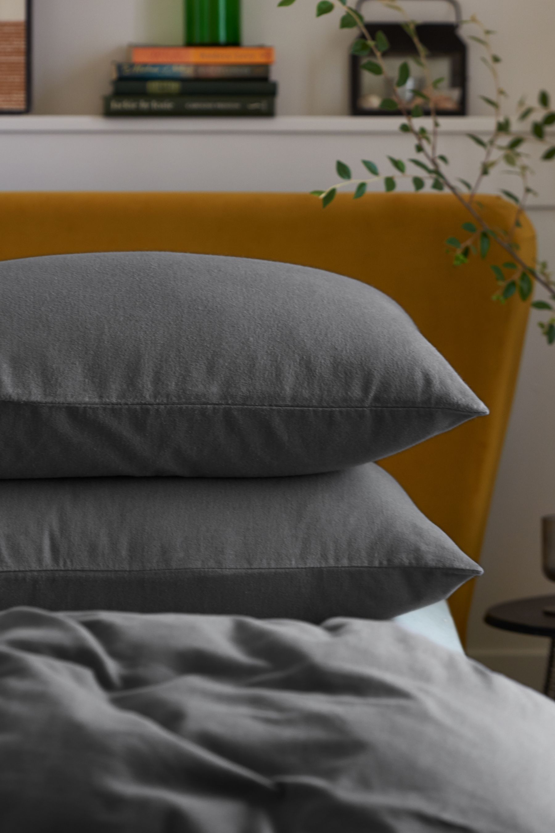 Buy Set of 2 Charcoal Grey 100 Cotton Supersoft Brushed Pillowcases from Next Luxembourg