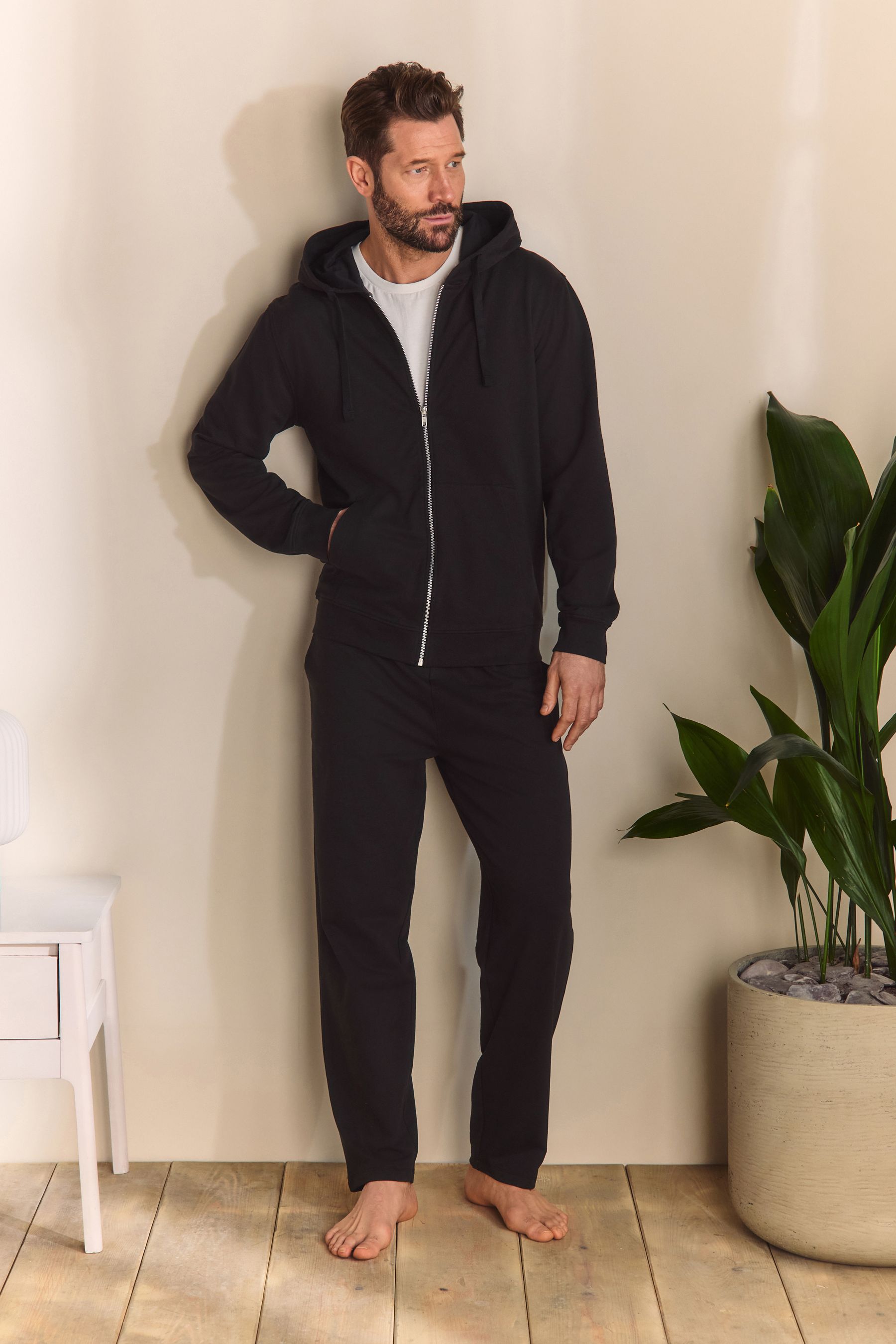 Black Lightweight Zip Up Hoodie