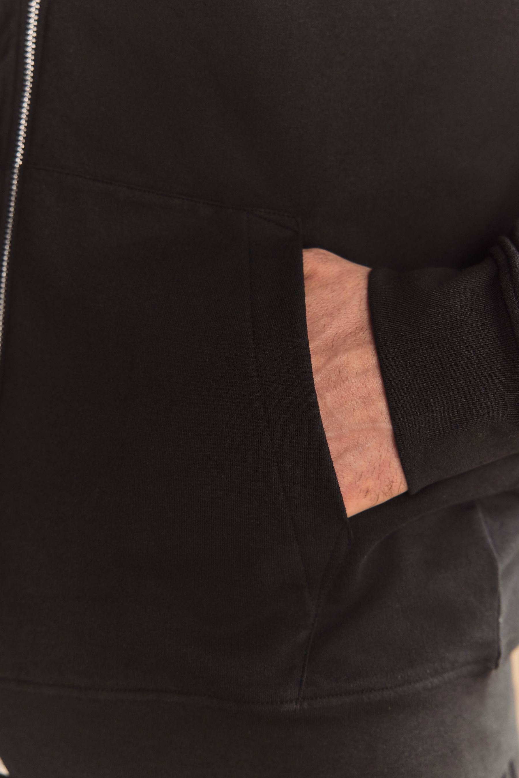 Black Lightweight Zip Up Hoodie