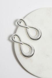 Mood Silver Recycled Polished And Textured Tear Drop Earrings - Image 2 of 2