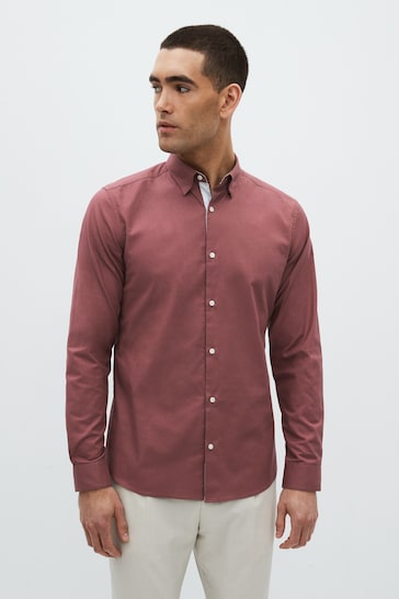 Pink Stretch Oxford Long Sleeve Shirt