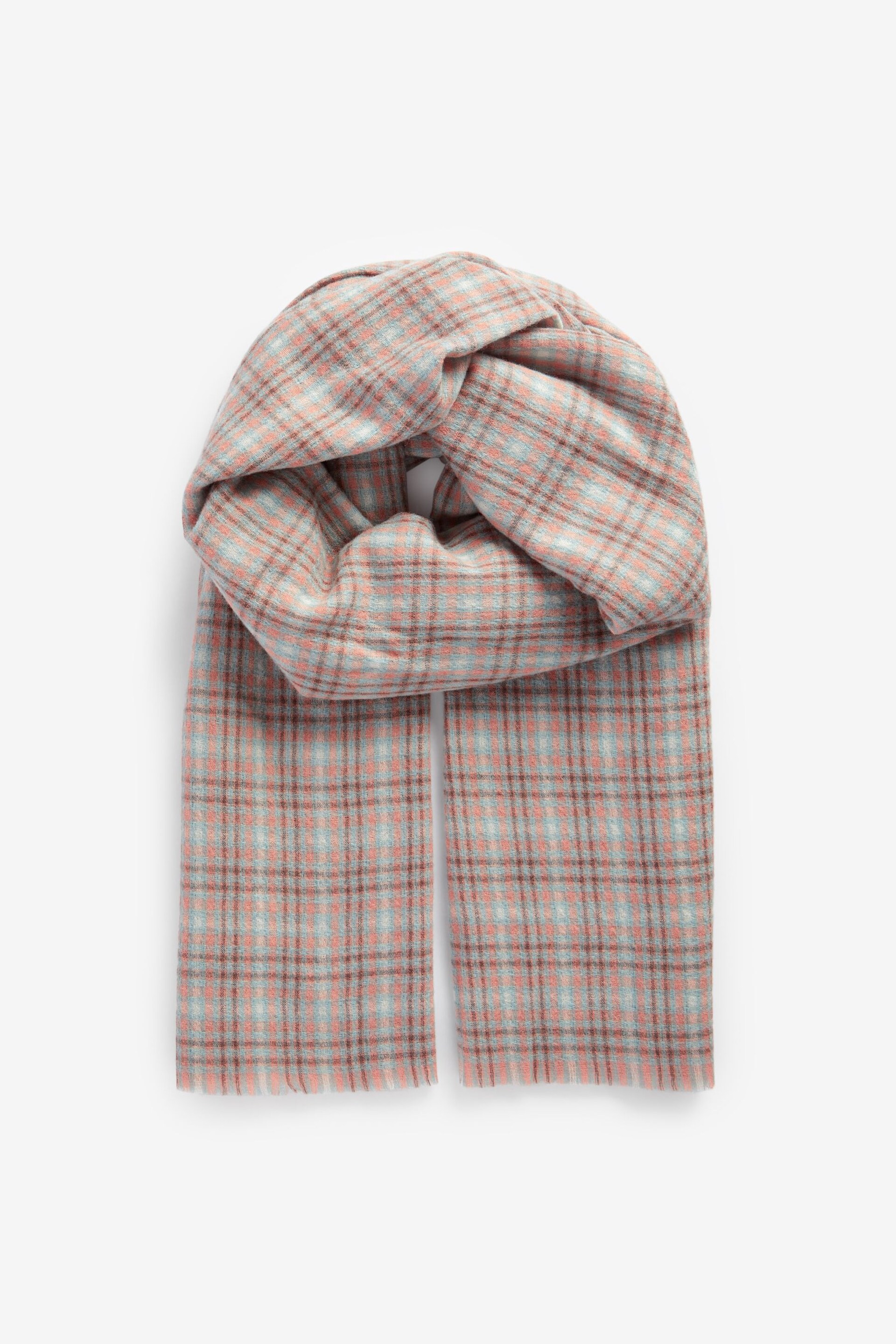 Blue/Neutral/Orange Mini Check Midweight Scarf - Image 6 of 8