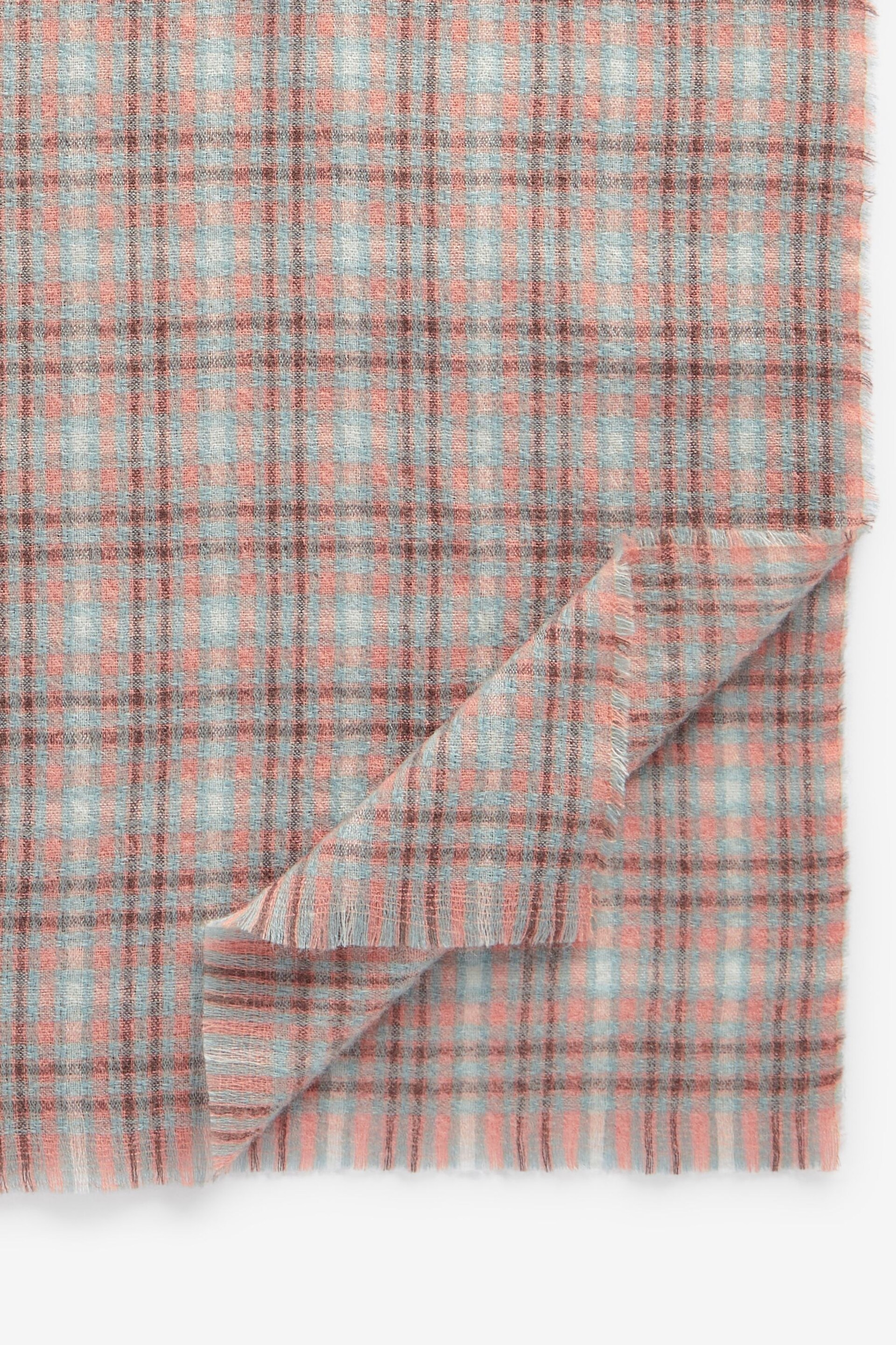 Blue/Neutral/Orange Mini Check Midweight Scarf - Image 7 of 8