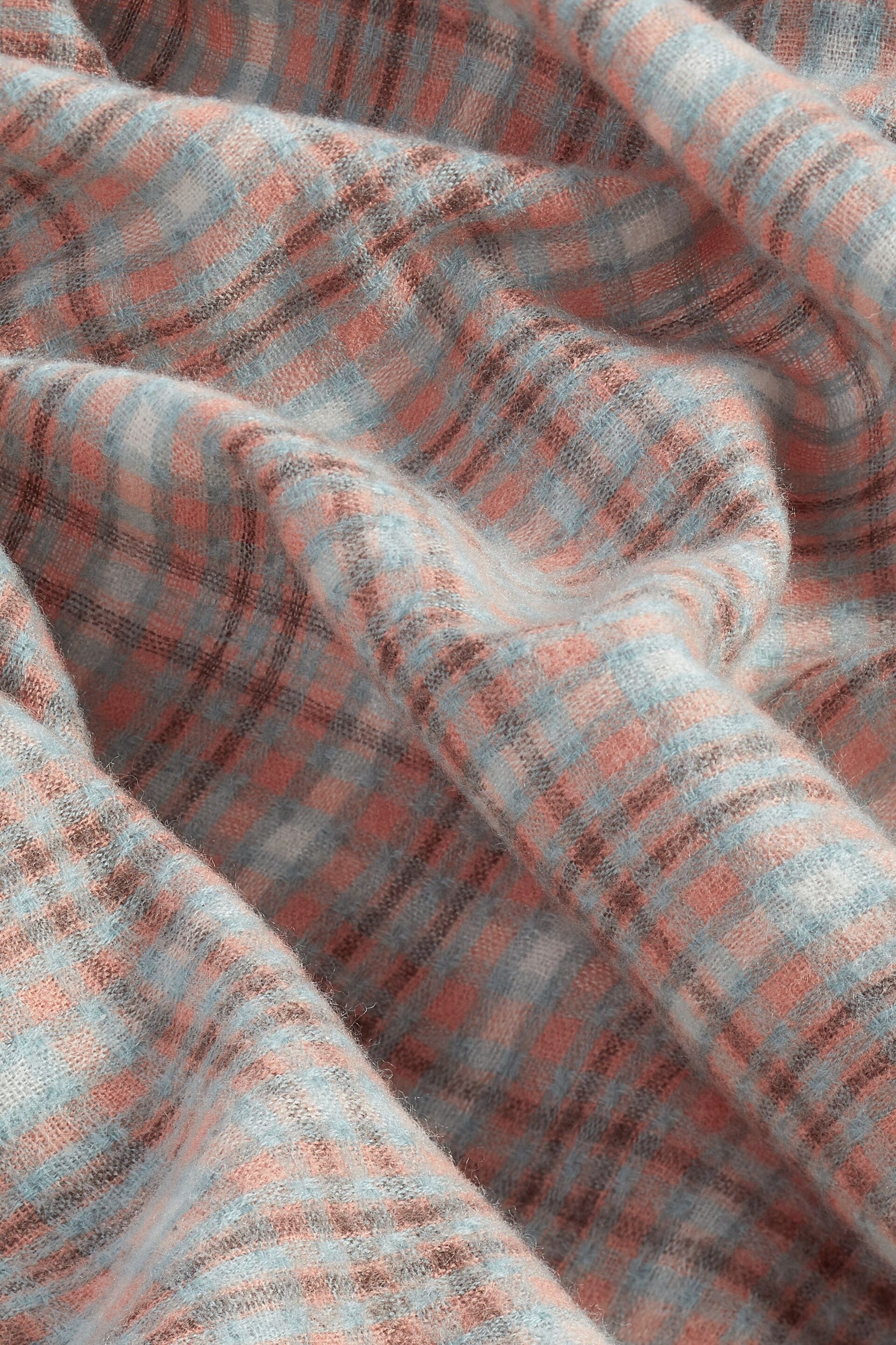 Blue/Neutral/Orange Mini Check Midweight Scarf - Image 8 of 8