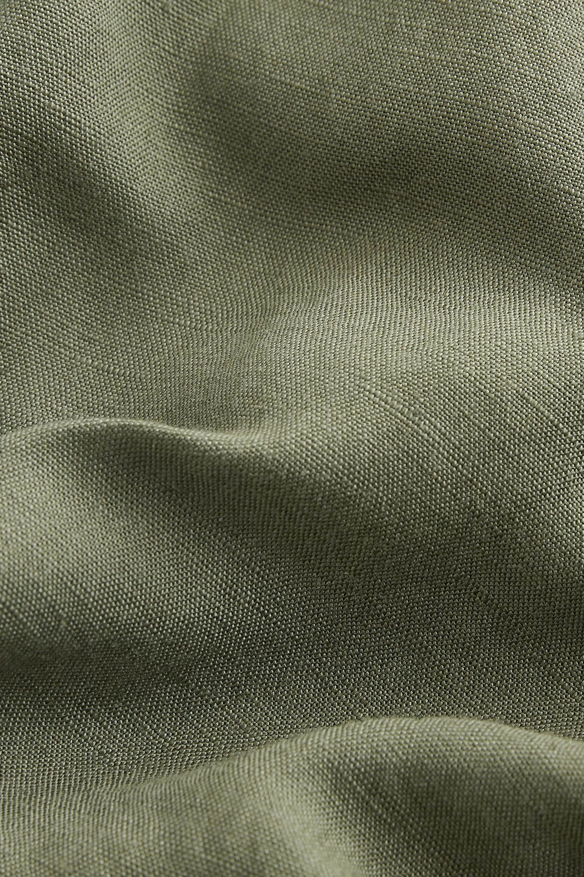 Khaki Green Linen Blend Cargo Trousers - Image 6 of 6