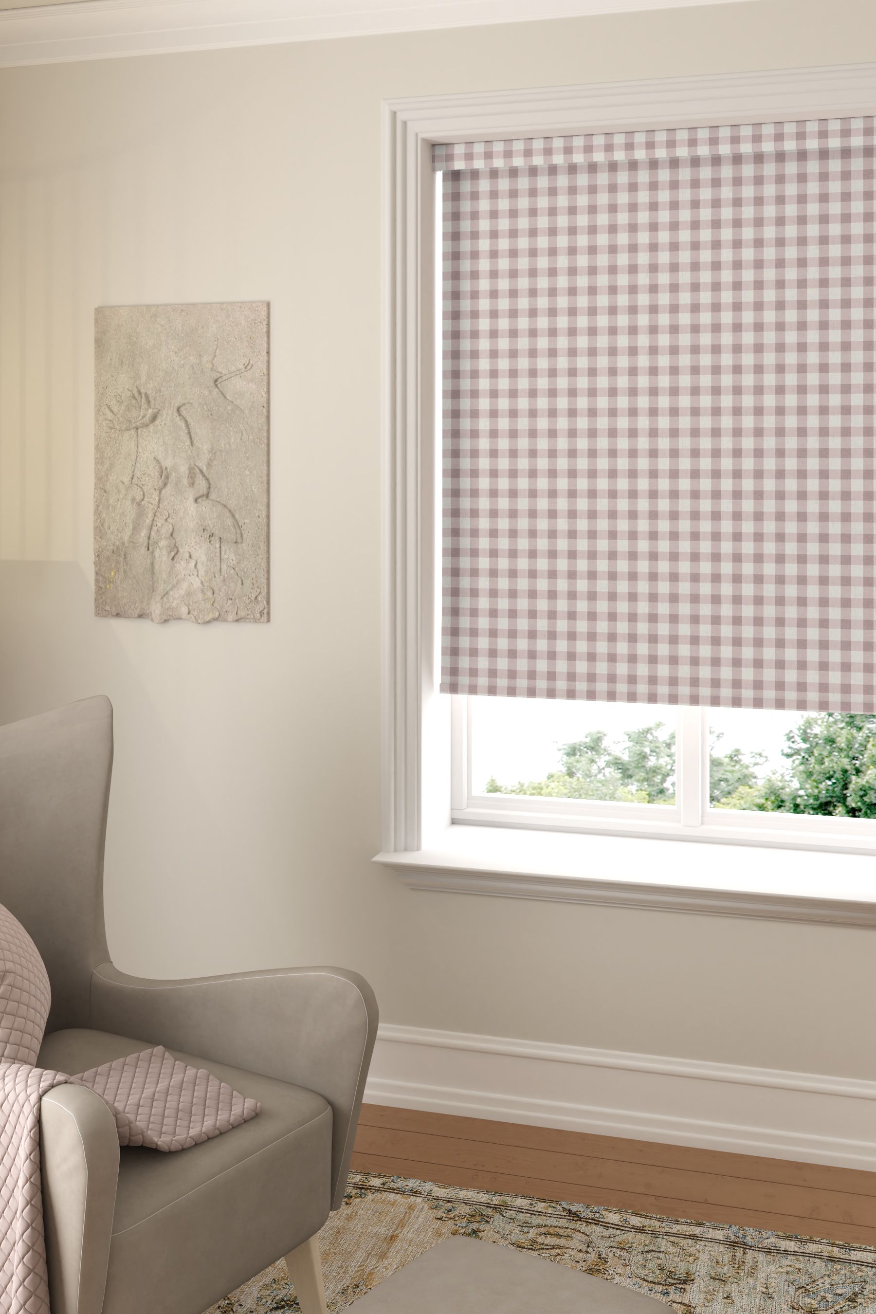 Buy Rose Pink Gingham Made To Measure Roller Blind from the Next