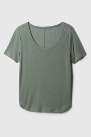 Gap Green Linen Blend Short Sleeve Scoop Neck T-Shirt - Image 4 of 4