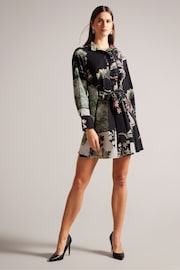 Ted Baker Black Long Sleeve Winnieh Belted Straight Mini Shirt Dress - Image 3 of 6