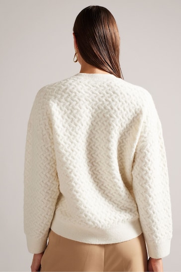 Ted Baker Cream Easy Fit Morlea Horizontal Cable Sweater