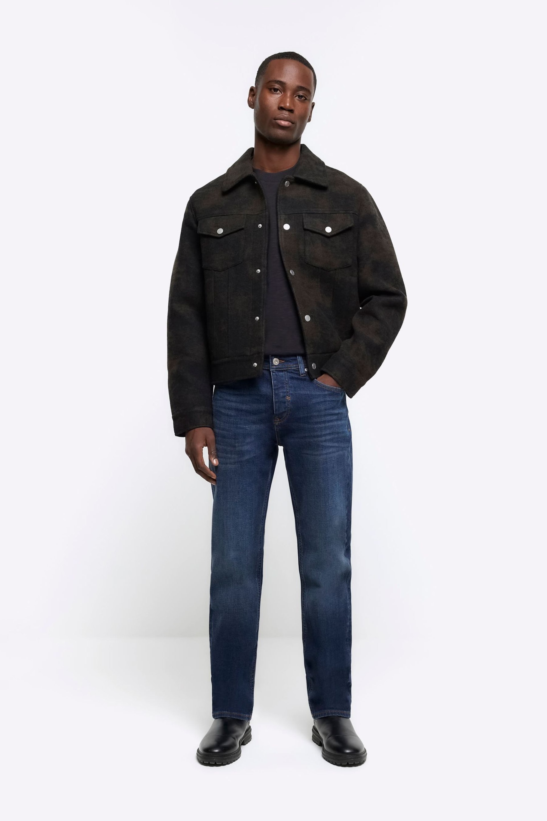 River Island Blue Straight Fit Jeans - Image 4 of 4