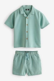 Green Short Sleeve Textured Shirt and Shorts Set (3mths-12yrs) - Image 5 of 7