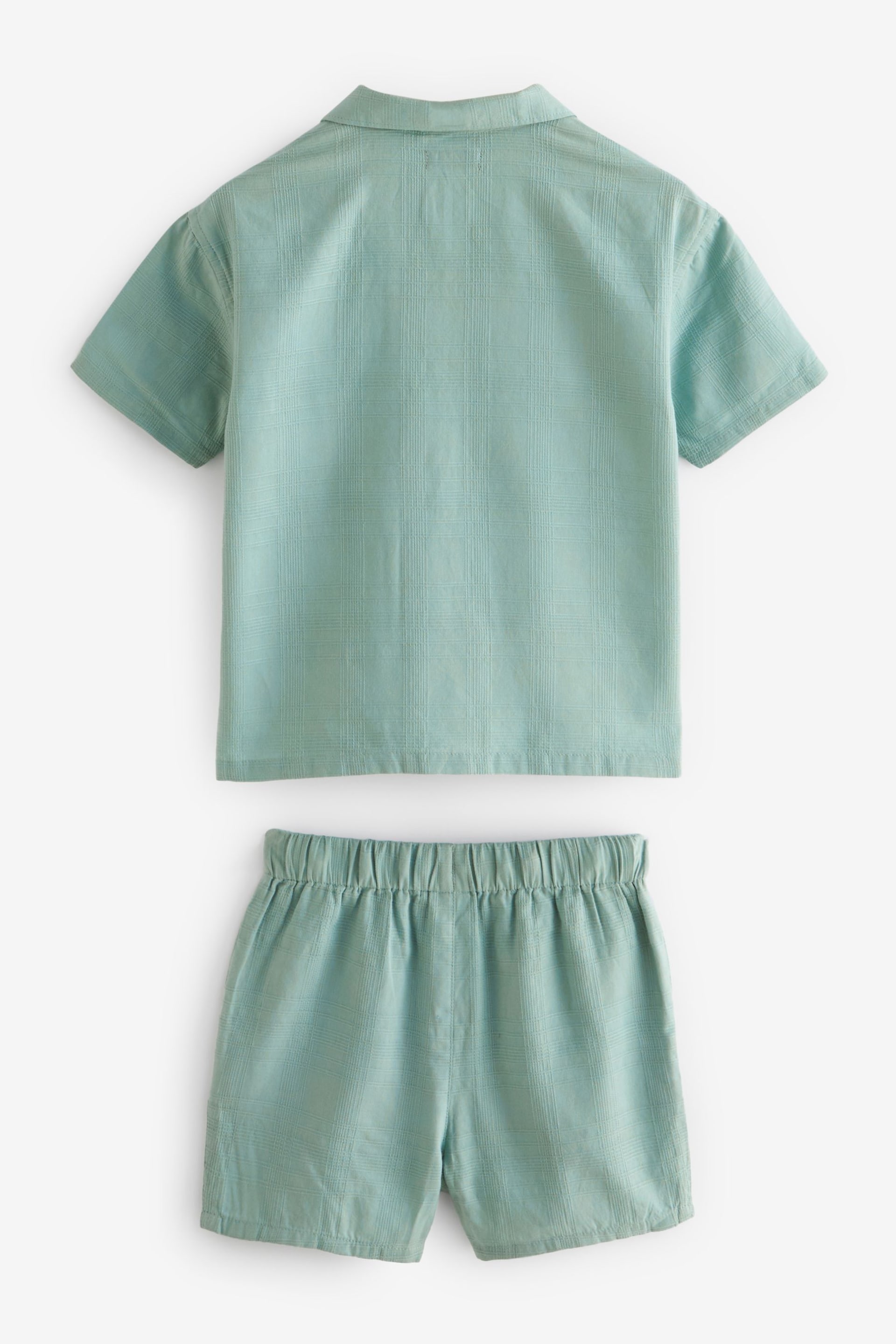 Green Short Sleeve Textured Shirt and Shorts Set (3mths-12yrs) - Image 6 of 7