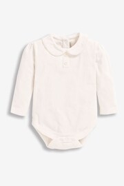 JoJo Maman Bébé Cream Plain Long Sleeve Peter Pan Bodysuit - Image 2 of 2