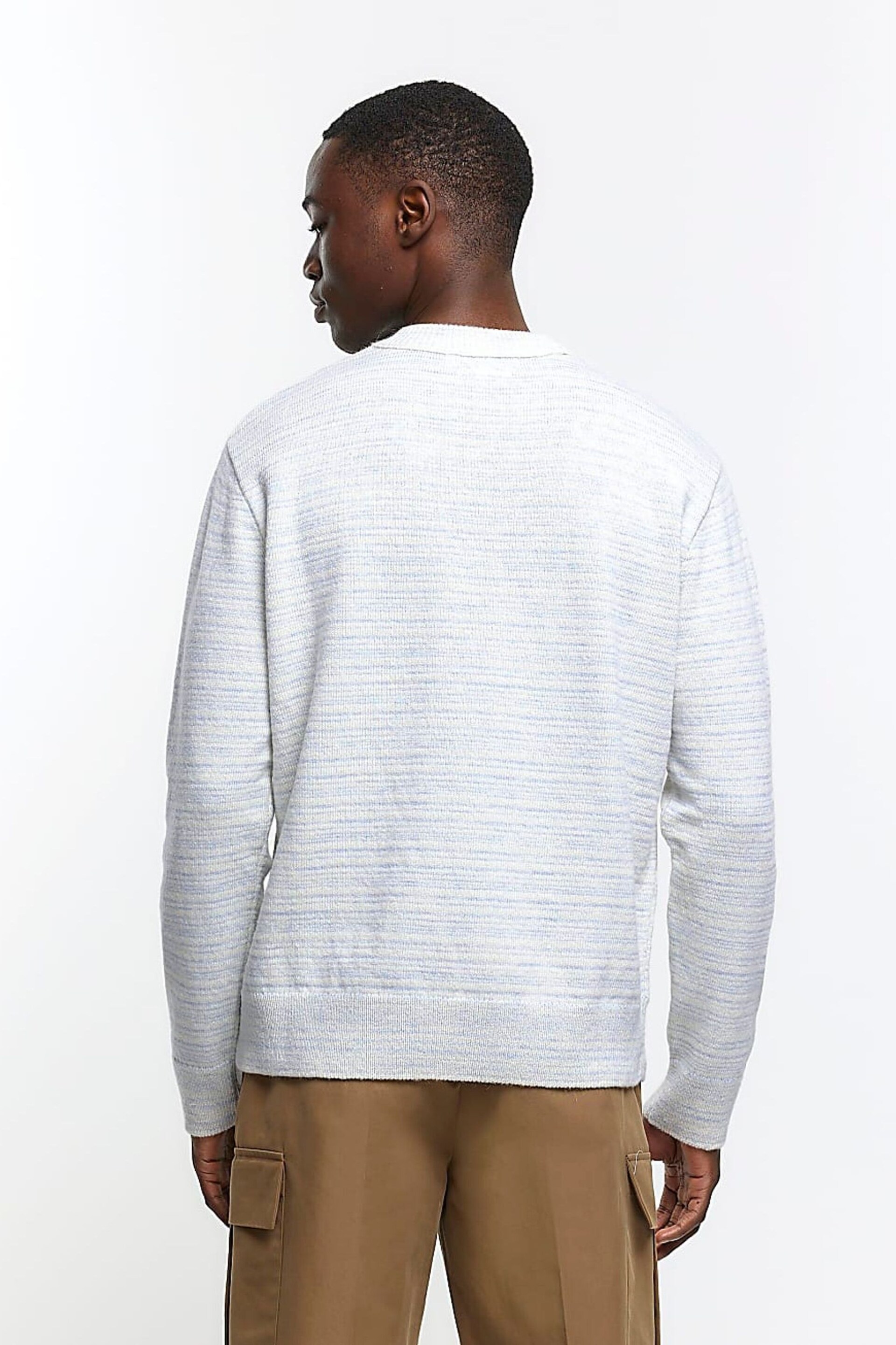 River Island Blue Spacedye Crew Jumper - Image 2 of 5