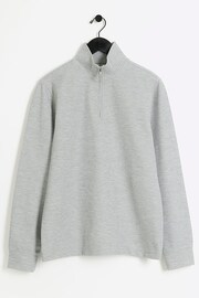 River Island Grey Slim Fit Textured Funnel Neck Sweat Shirt - Image 5 of 6