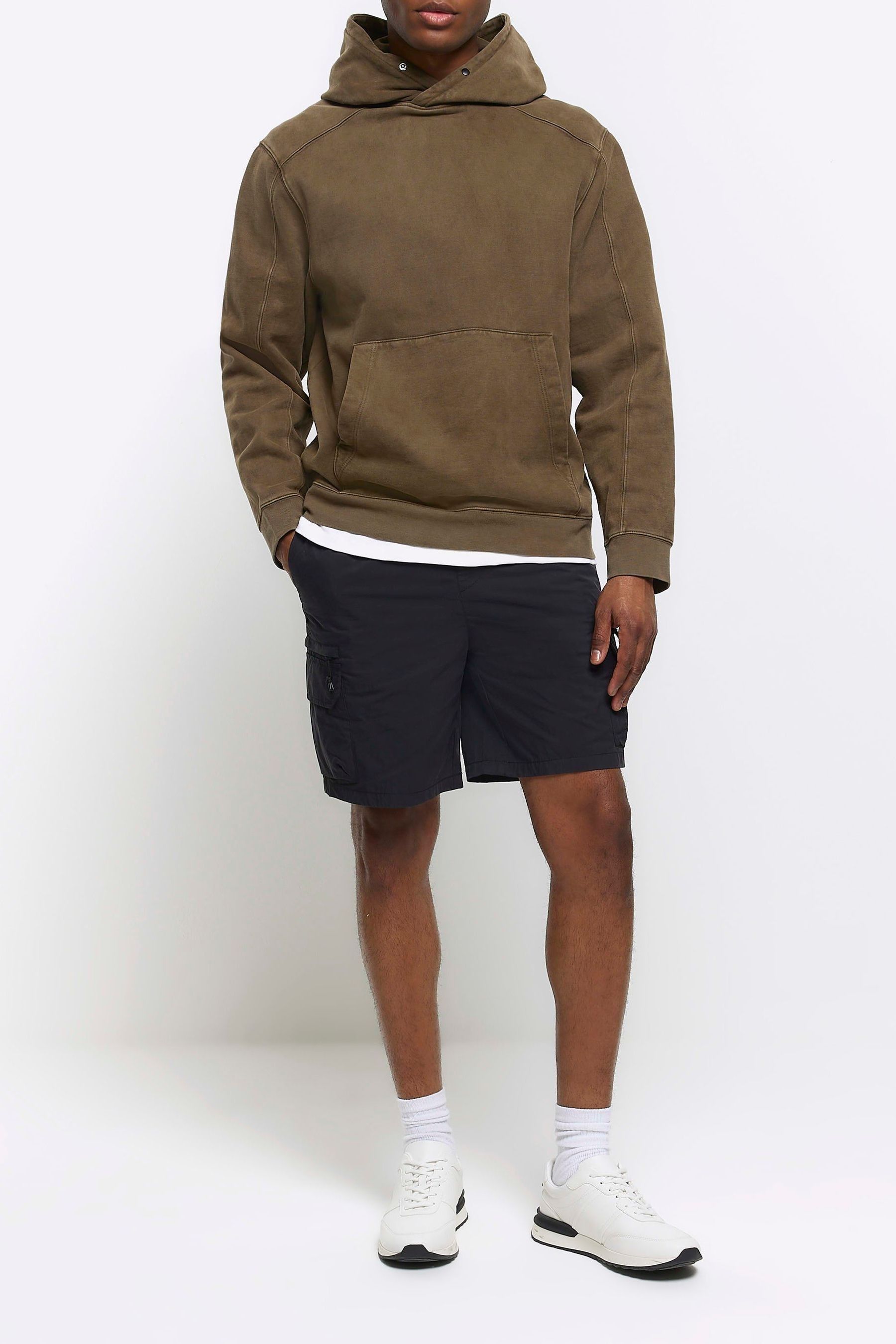 Buy River Island Black Elasticated Cargo Shorts from Next Luxembourg