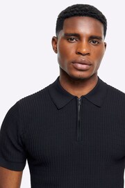 River Island Black Muscle Fit Brick Polo Shirt - Image 3 of 6