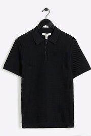 River Island Black Muscle Fit Brick Polo Shirt - Image 4 of 5