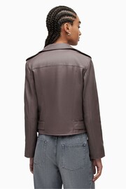 AllSaints Grey Balfern Biker Jacket - Image 2 of 6