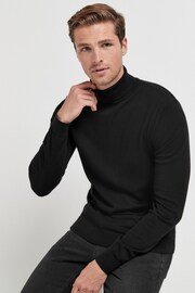 Black Regular Knitted Long Sleeve Roll Neck Jumper - Image 2 of 7