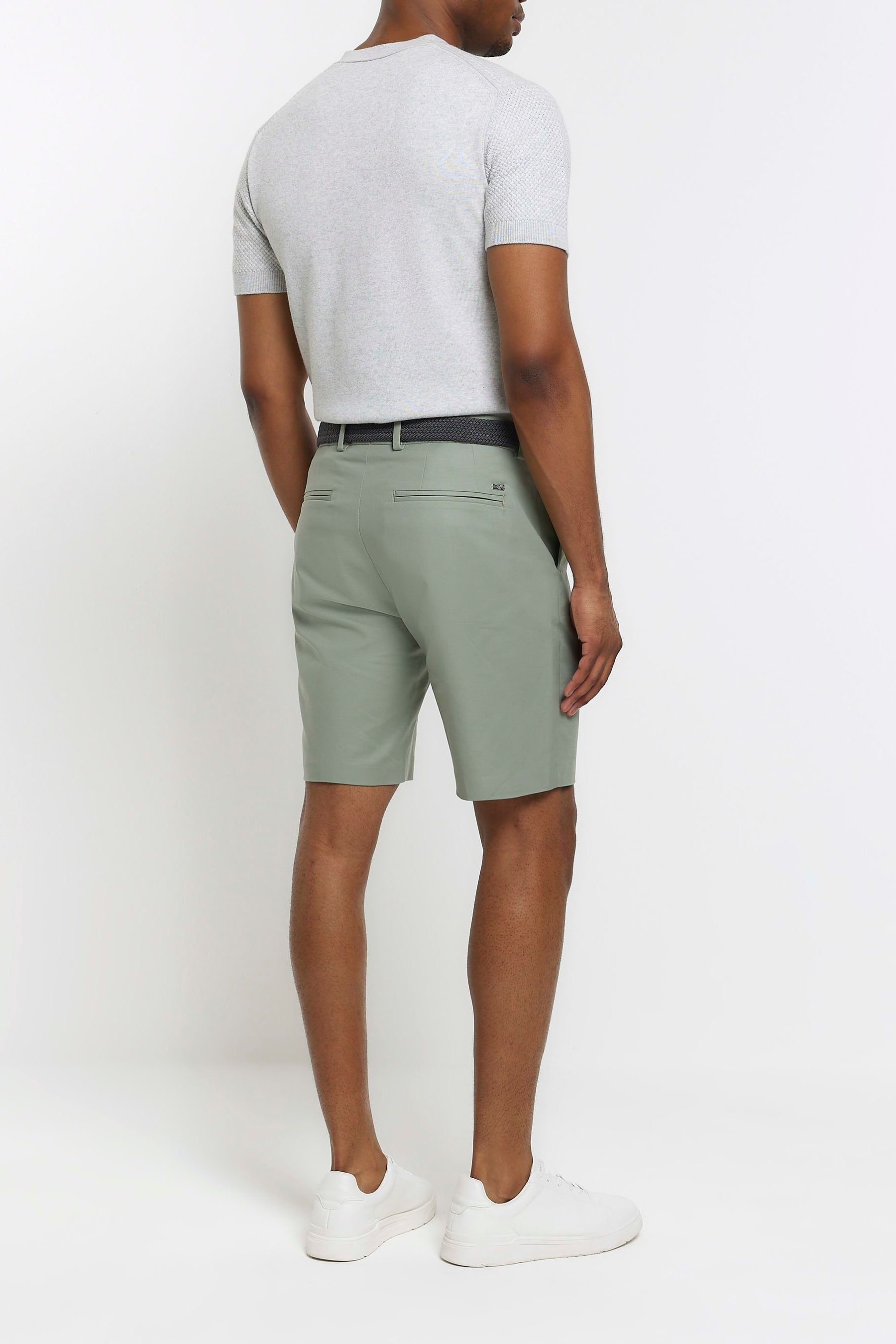 Buy River Island Green Belted Chinos Shorts from the Next UK