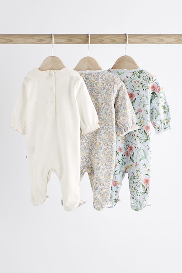 White/Blue Baby Character Sleepsuits 3 Pack (0-3yrs)