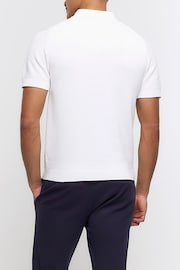 River Island White Textured Knitted Slim Fit Polo Shirt - Image 2 of 6