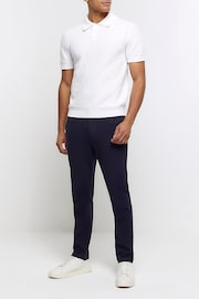 River Island White Textured Knitted Slim Fit Polo Shirt - Image 3 of 6