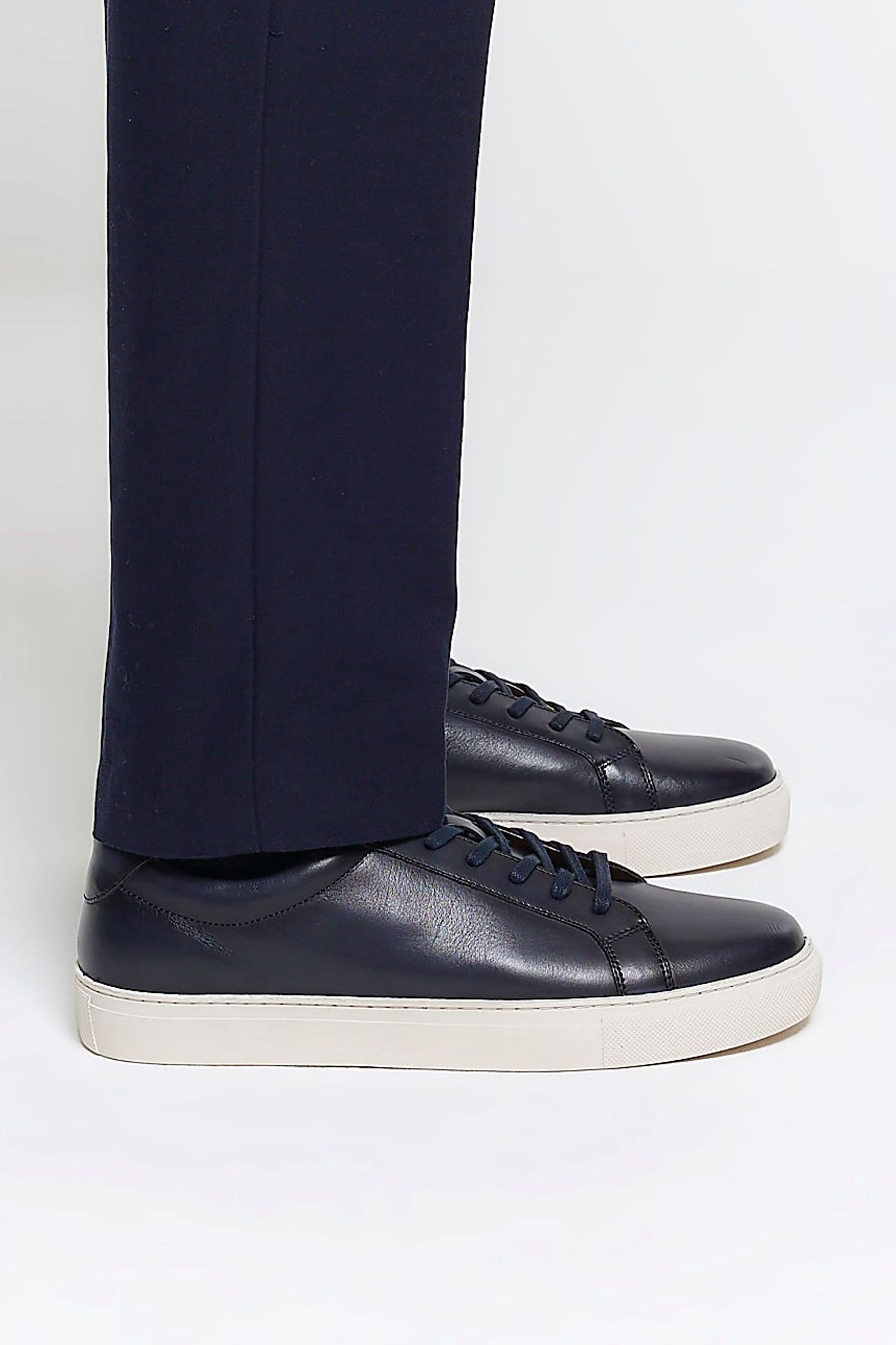 Buy River Island Blue Leather Burnished Cupsole Trainers from the Next UK online shop