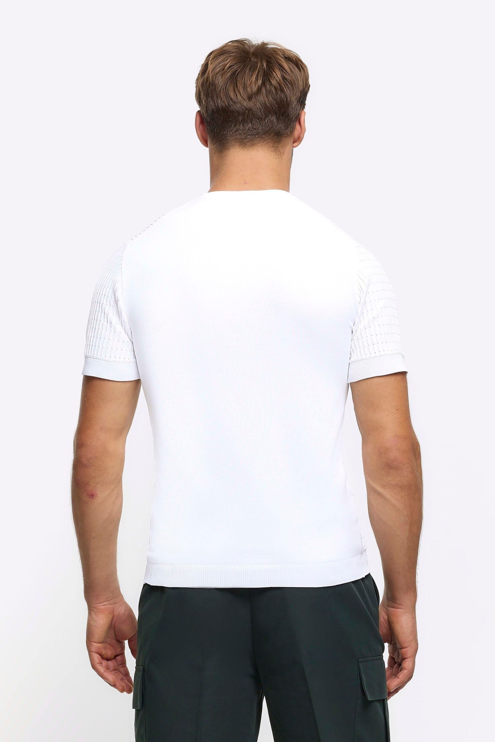 River Island White Muscle Fit Brick T-Shirt - Image 2 of 4