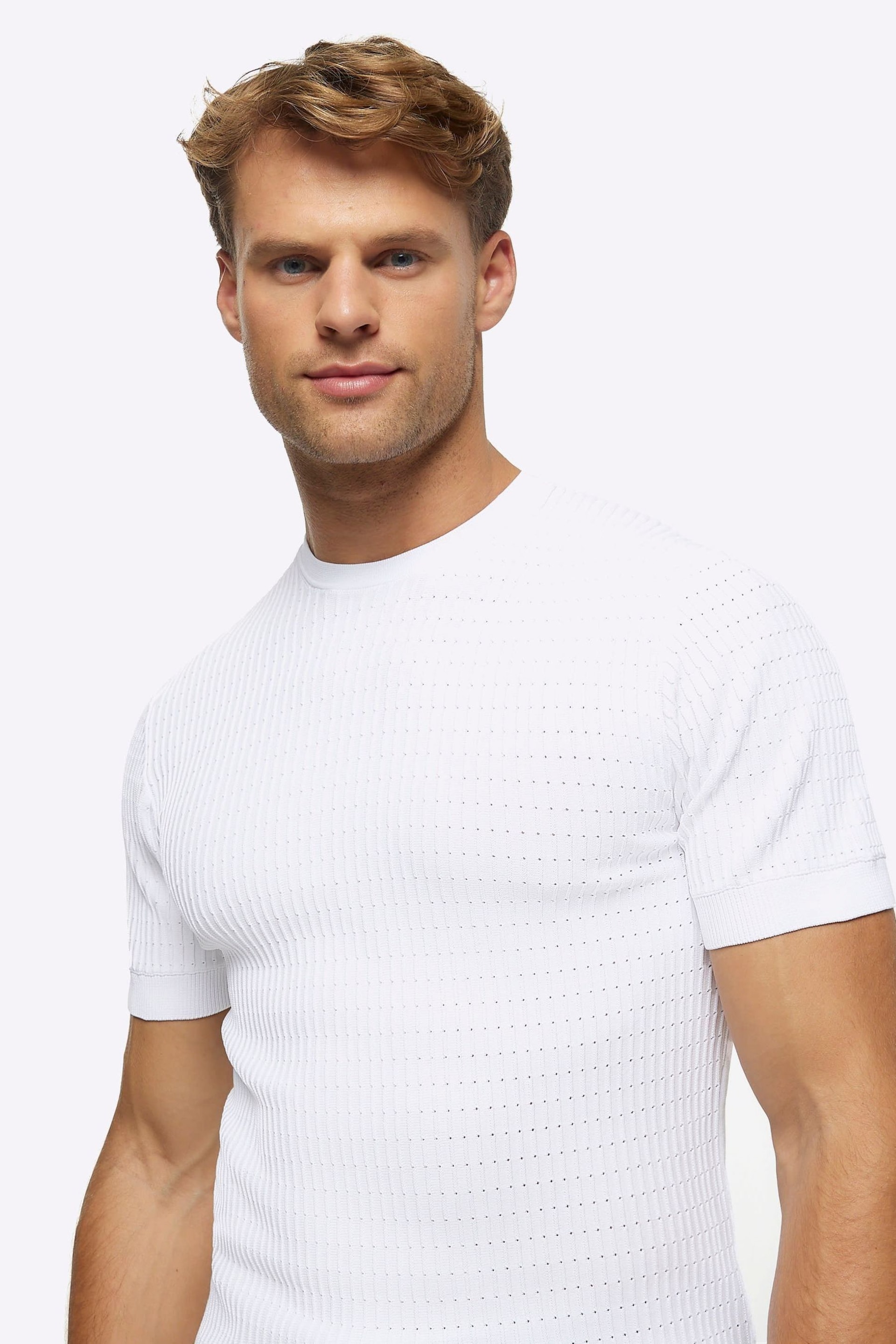 River Island White Muscle Fit Brick T-Shirt - Image 3 of 4